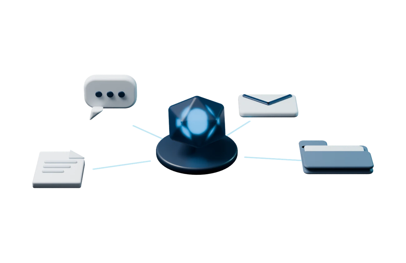 The traza. worker at the center, with its four moves around it: search, ask, follow up and build.